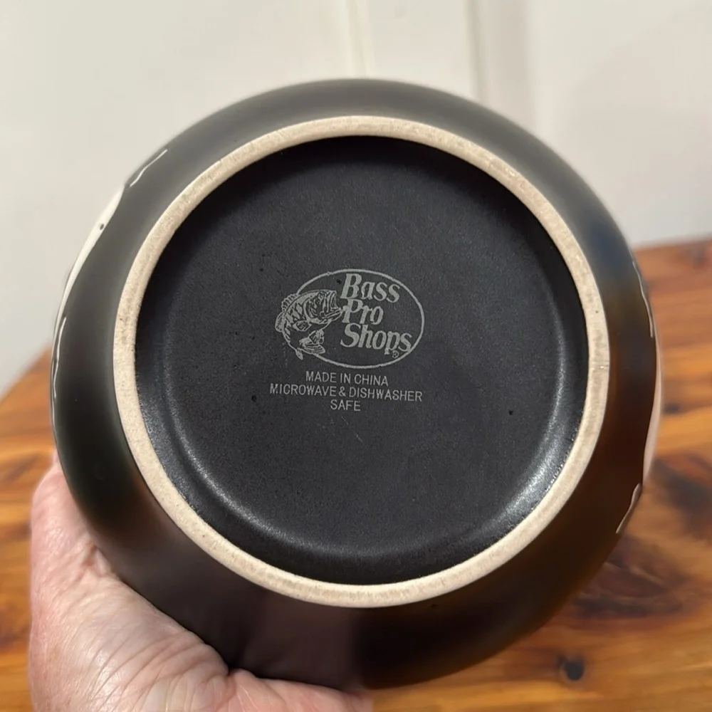 Bass Pro Shops Canoe Tree Water Outdoors Black Soup Cereal Bowls Set of 2